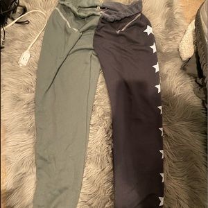 half and half joggers with stars on the side!